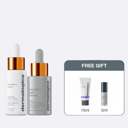 biolumin-c night restore + biolumin-c serum bundle with 2 travel sizes